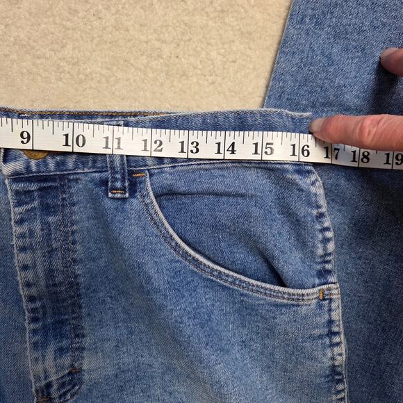 Wrangler Men's 34x30 Distressed Straight Leg Blue Jeans - Picture 6 of 12